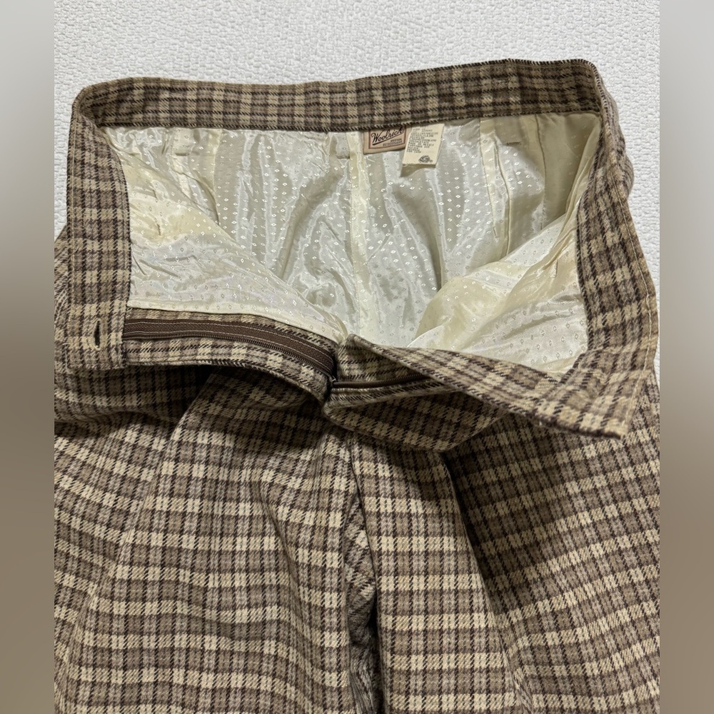 Woolrich Women 14 Brown Wool Blend Plaid Tapered High Rise Lined Pockets Pants - Picture 4 of 13
